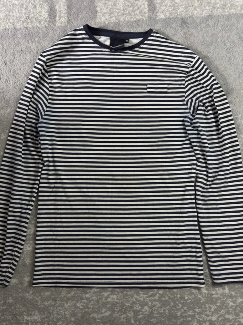 Navy & White Striped Crew Neck T-Shirt Incorporatewear Size XS Women’s”